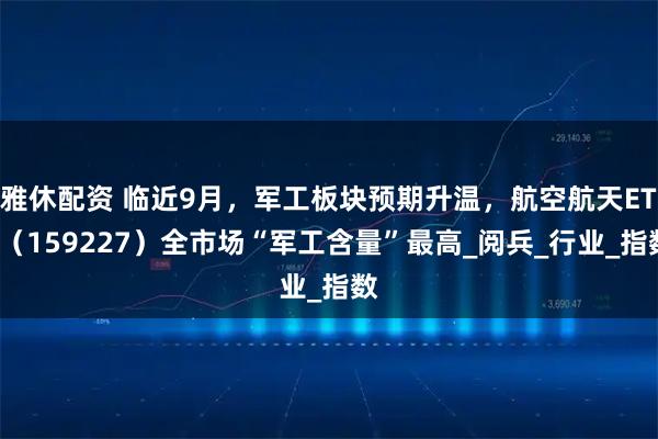 雅休配资 临近9月，军工板块预期升温，航空航天ETF（159227）全市场“军工含量”最高_阅兵_行业_指数